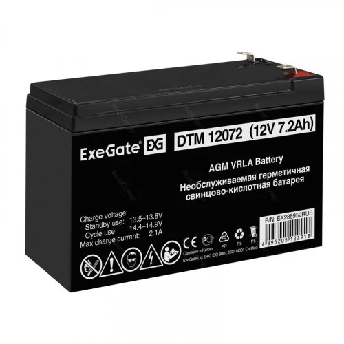 Батарея 12V/ 7,2Ah ExeGate DTM 12072 клеммы F1 EX285952RUS 