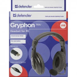 Наушники  с микрофоном Defender Gryphon 750U USB чёрный                                                                                                                                                                                                   