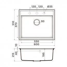 Кухонная мойка OMOIKIRI DAISEN 60-BL (4993622, черный)                                                                                                                                                                                                    
