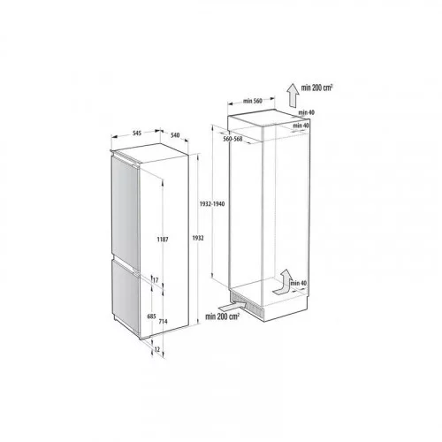 Холодильник встраиваемый Gorenje NRKI519E82WF 