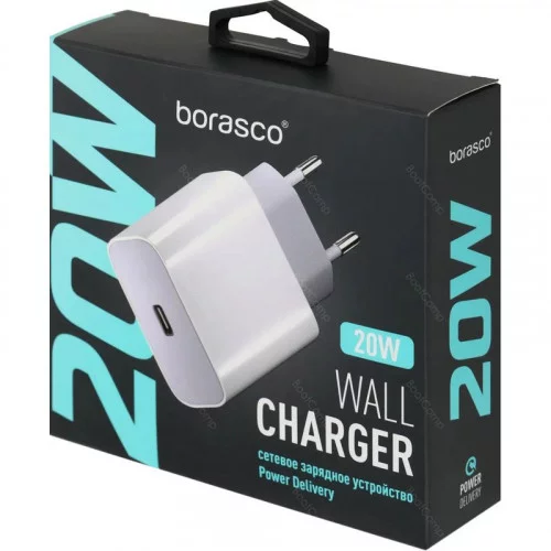 Сетевое зарядное устройство Borasco PD 20W Type-C 1м белое 