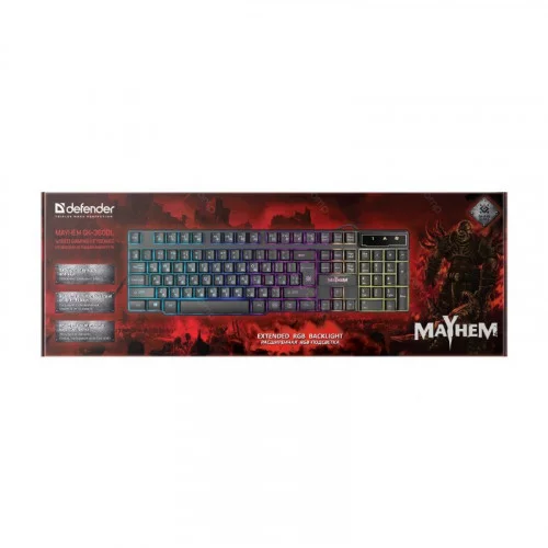 Клавиатура игровая Defender Mayhem GK-360DL RGB 