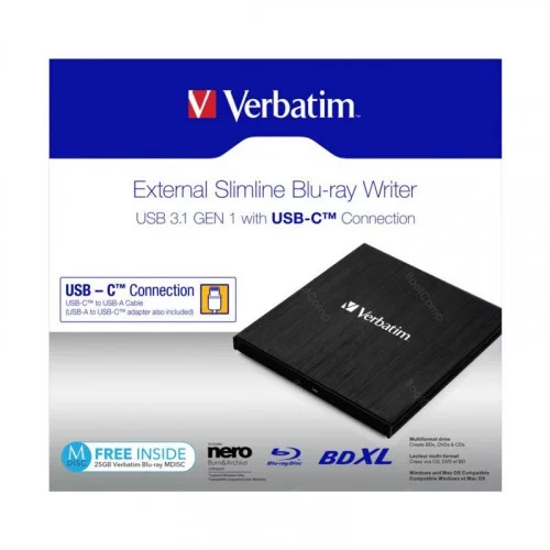 Оптический привод внешний Verbatim External Slim Blu-ray Writer 43889 