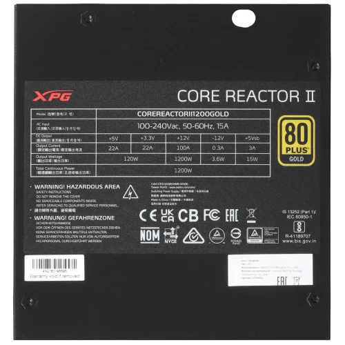 Блок питания ADATA XPG CORE REACTOR II 1200 GOLD [COREREACTORII1200G-BKCE] черный 