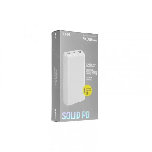 Портативная батарея TFN Solid 30 PD 30000мАч, белая 