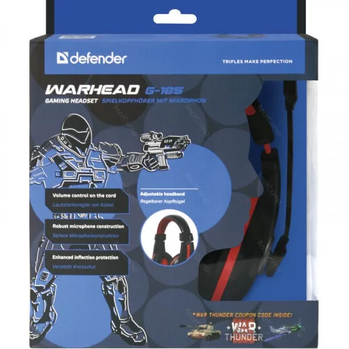 Наушники с микрофоном Defender Warhead G-185 чёрный+красный 
