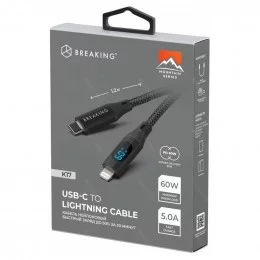Кабель USB Type-C - Lightning черный 1,2м MOUNTAIN SERIES Breaking К17                                                                                                                                                                                    