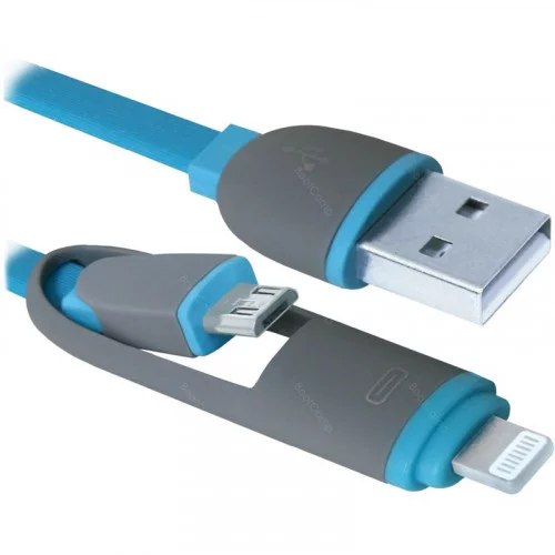 Кабель USB Defender USB10-03BP синий MicroUSB+Lightning 1 м 