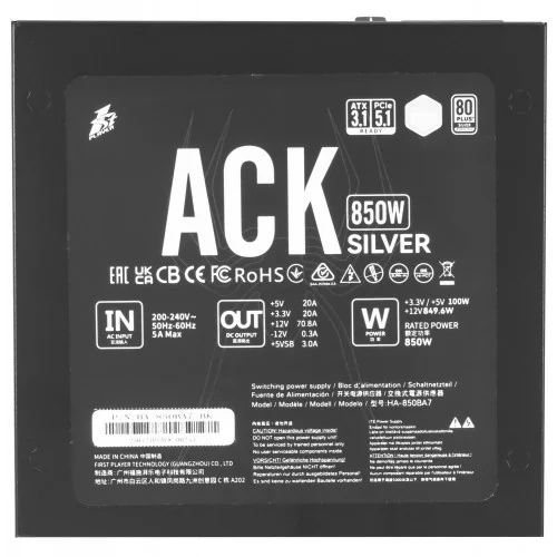 Блок питания 1STPLAYER ACK SILVER [HA-850BA7-BK] черный 