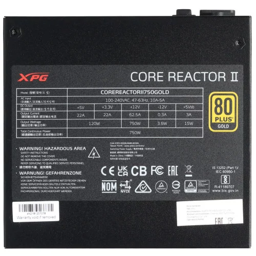 Блок питания ADATA XPG CORE REACTOR II 750 GOLD [COREREACTORII750G-BKCEU] черный 