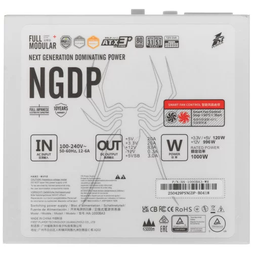 Блок питания 1STPLAYER NGDP Platinum 1000W White [HA-1000BA3-WH] белый 