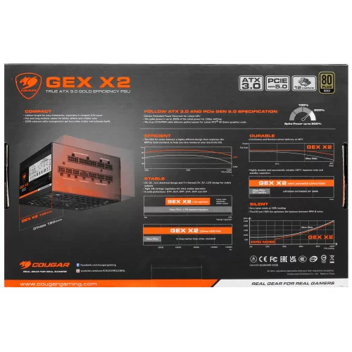 Блок питания Cougar GEX X2 850 [31GT085001P01] черный 