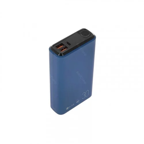 Портативная батарея OLMIO QS-30 30000мАч синяя soft-touch 