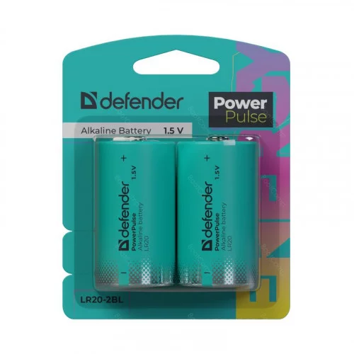 Батарейки Defender PowerPulse алкалиновая LR20-2BL (BL-2) 