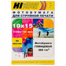 Бумага глянцевая 10x15 Hi-image 260г/м2, 50лист.                                                                                                                                                                                                          