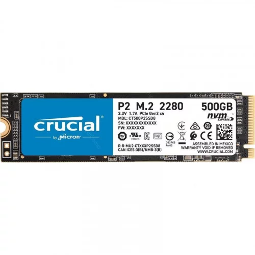 Диск SSD M.2 PCI-E 500Gb Crucial P2 Series CT500P2SSD8 