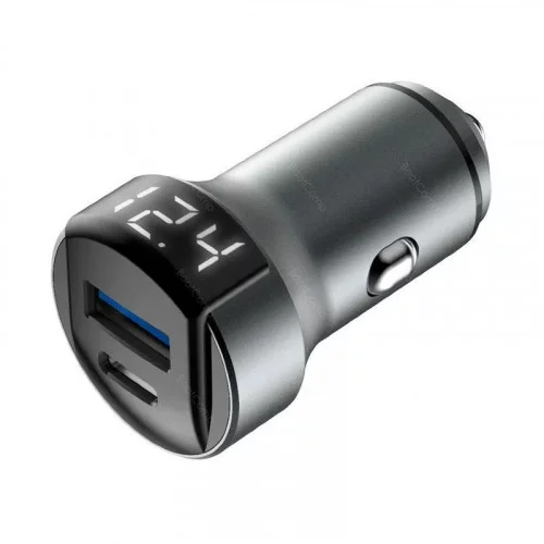 Автомобильное зарядное устройство OLMIO 38W Type-C +USB 040231 серое 