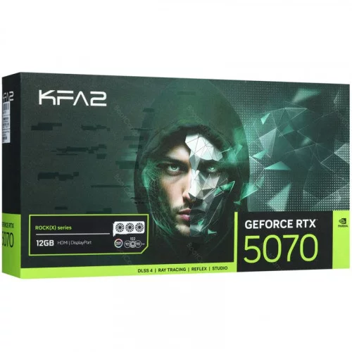 Видеокарта KFA2 GeForce RTX 5070 ROCK(X) OC 3FAN RGB Black (57NON7MDBUEK) 