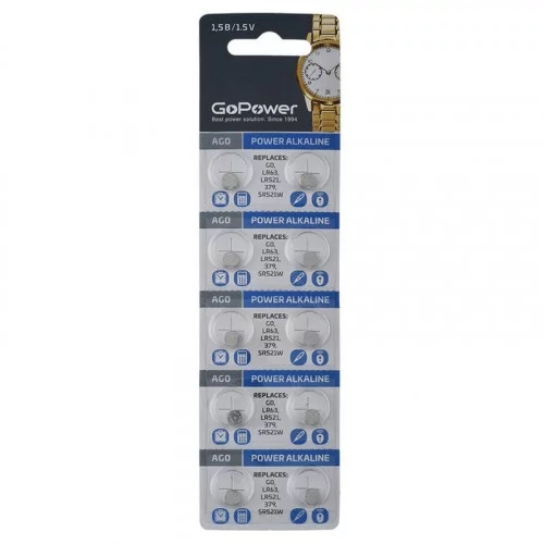 Батарейка GoPower G 0 (LR521, LR63, LR50, 379A,179) 