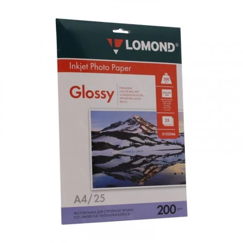 Бумага глянцевая A4 Lomond 200г/м2, 25лист. (0102046) 