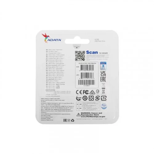 Память USB 3.2 ADATA 128GB UC300 ACHO-UC300-128G-RBK/GN 