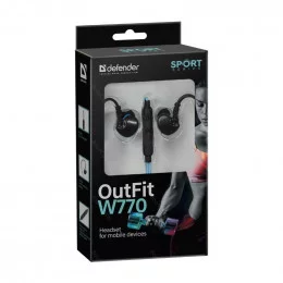 Гарнитура для смартфонов Defender OutFit W770 черный+голубой                                                                                                                                                                                              