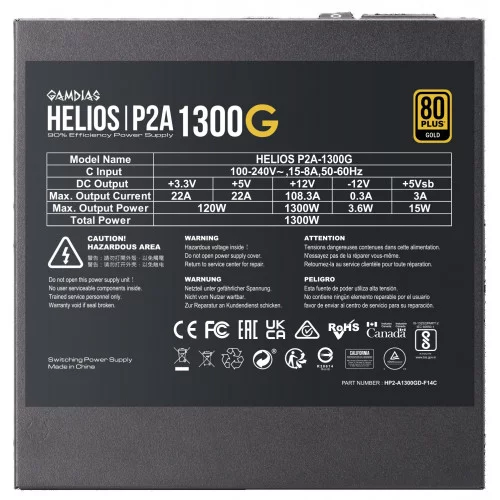 Блок питания GAMDIAS HELIOS P2A-1300G [16223-02940-10001-G] черный 