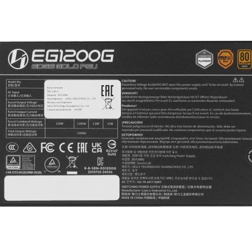 Блок питания LIAN LI EDGE GOLD 1200W [G9P.EG1200G.BH00.RU] черный 