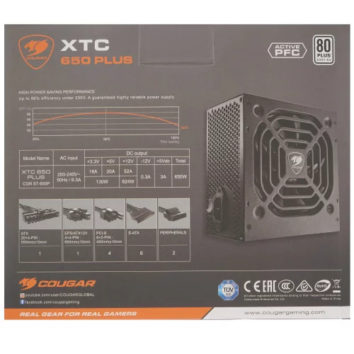 Блок питания Cougar XTC 650 PLUS [CGR ST-650P] черный 