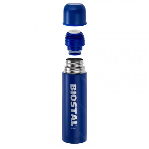 Термос Biostal 0,75л NB-750C-B c узким горлом с кнопкой синий 