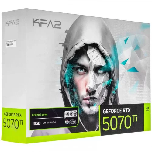 Видеокарта KFA2 GeForce RTX 5070 Ti ROCK(X) OC 3FAN RGB White (57IZN6MDBVGK) 
