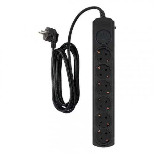 Сетевой фильтр Ippon BK-6-EU-3-10-B 3м (6 розеток) черный 2200Вт 