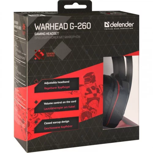 Наушники с микрофоном Defender Warhead G-260 красный+чёрный 