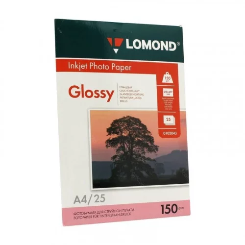 Бумага глянцевая A4 Lomond 150г/м2, 25лист. (0102043) 