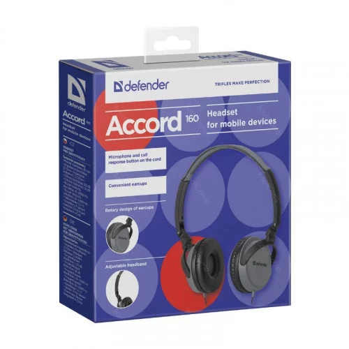 Наушники с микрофоном Defender Accord 160 черный+серый 