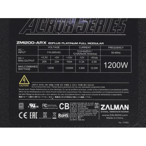 Блок питания ZALMAN ARX 1200W [ZM1200-ARX] черный 