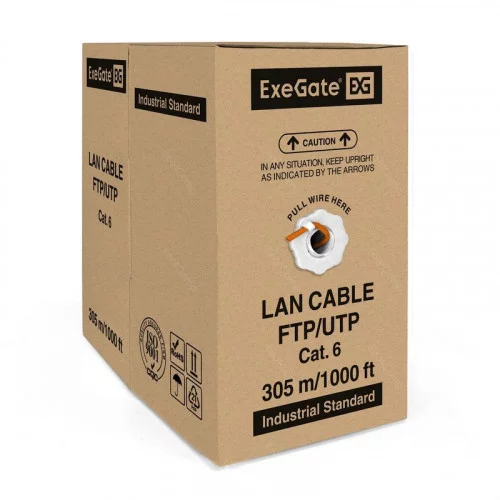 Кабель Exegate FTP, CAT 6, медь 4 пары 305м оранжевый (EX289279RUS) 