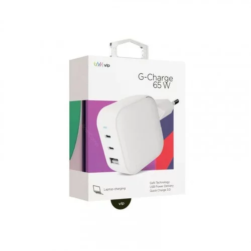 Сетевое зарядное устройство VLP G-Charge 65Вт 2*USB-C+USB-A белый 