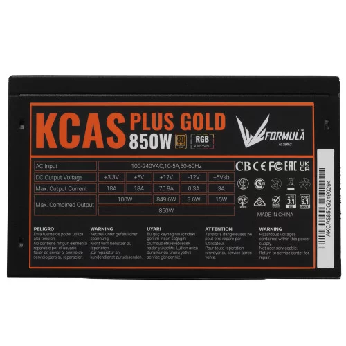 Блок питания Formula KCAS PLUS GOLD 850W RGB [KCAS PLUS 850G] черный 