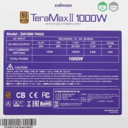 Блок питания ZALMAN TeraMax II 1000W WHITE [ZM1000-TMX2 WH] белый                                                                                                                                                                                         