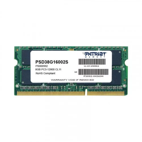 Оперативная память DDR3 SODIMM 8Gb 1600MHz Patriot 1.5V PSD38G16002S 