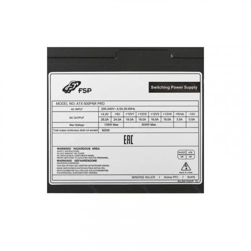 Блок питания FSP PNR PRO 600W (ATX-600PNR PRO) 