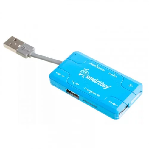 Картридер + Хаб Smartbuy 750 голубой (SBRH-750-B) 