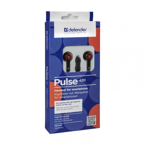 Наушники с микрофоном Defender Pulse 420 чёрный+красный 