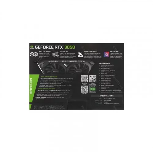 Видеокарта MSI RTX3050 VENTUS 2X E OC 6GB VENTUS 2X E OC 
