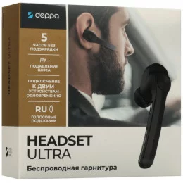 Беспроводная моногарнитура Deppa Headset Ultra черный 2023                                                                                                                                                                                                