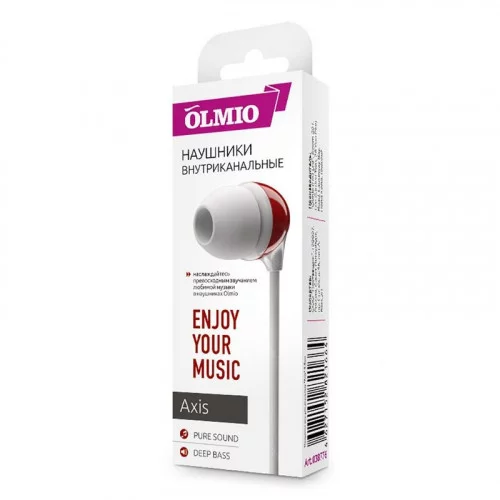Наушники OLMIO Axis White/Red 