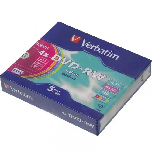 Матрица DVD-RW 4.7Gb Verbatim 4X Slim Case (5) COLOR (43563) 