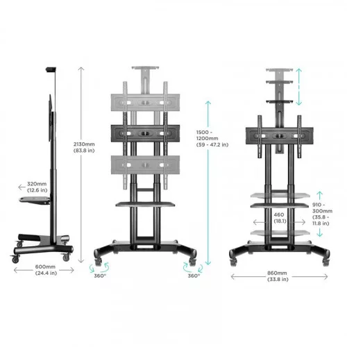 Мобильная стойка для ТВ ONKRON TS1551 чёрный 