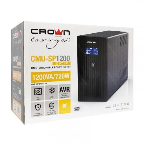 ИБП CROWN CMU-SP1200IEC LCD USB - 1200 ВА720 вт 